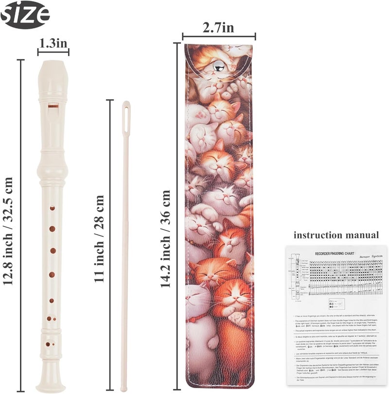 Haecsfl Recorder Instrument for Beginner Adults,8-Hole Soprano Descant Recorder Music Flute with with Cleaning Rod & Leather Case For Home Entertainment(2-Dense Cat) - Image 2